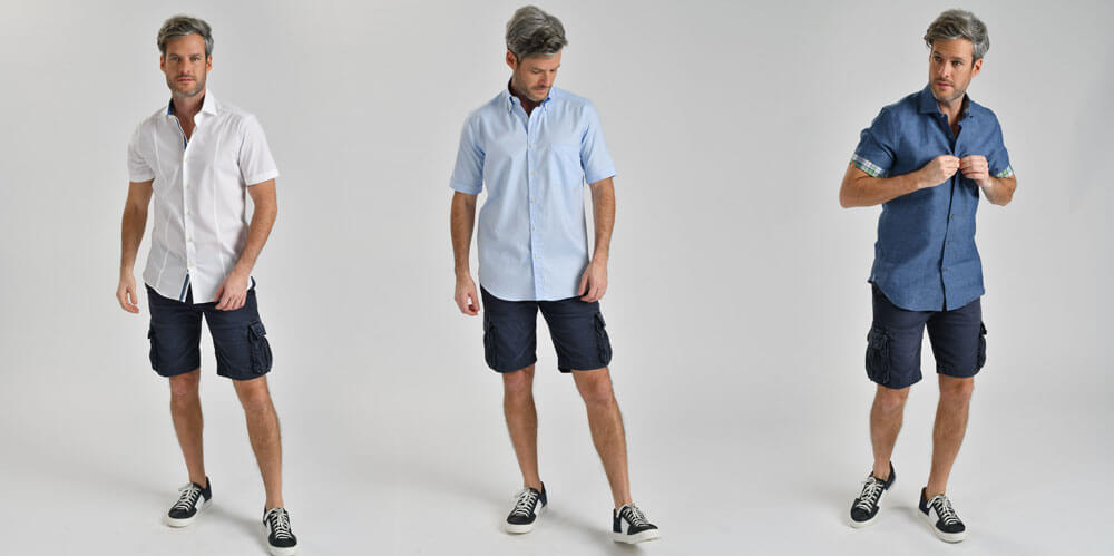 Abbigliamento da barca camicia tinta unica e bermuda